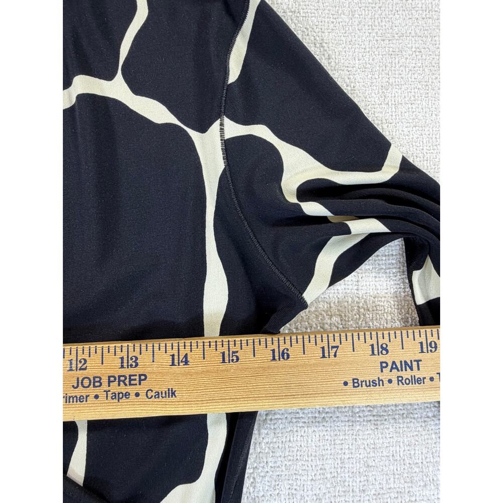 Eva Varro Women Small Black Cream Giraffe Print Faux Wrap Long Sleeve Top Artsy2 - Picture 5 of 8